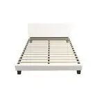 Double Bed Frame Wooden Slats Boucle Fabric White