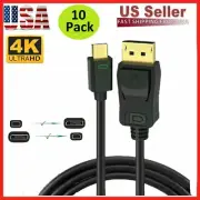 (10 x Cable) Mini DisplayPort to DisplayPort Cable DP to DP HD Video 4K 60Hz 6FT