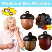 Wood Medicine Pill Box Mini Sandalwood Rescue Pill Case Portable Storage -US