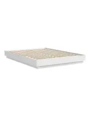 [Artiss] Wooden Platform Dayglow Double Bed Frame with 16 Colour Led Light in White