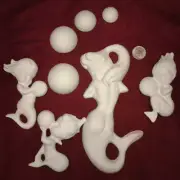 Ceramic Bisque U-Paint Mermaid with Ponytail and Bubbles Babies Wall Hanging