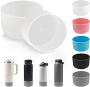 TFQXA1Z 4 Pack Silicone flask Boot, Protective Silicone Boot for 12oz - 40 oz, BPA Free Anti-Slip Water Bottle Sleeve for Stl Cup Accessories (Clear)