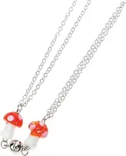 [OFFSCH] 2pcs mushroom necklace womens necklaces matching couple necklaces statement necklace necklaces for women trendy couples jewelry matching necklaces Glass Miss personality