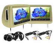 Elinz Headrest 2x 10.1" HD Car Monitor Pillow HDMI 1080P DVD Player 1024x600 IR FM SD USB 9"