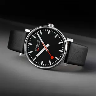 MONDAINE 瑞士國鐵 evo2 時光走廊腕錶 黑面皮錶帶 / 43120LB / 43mm