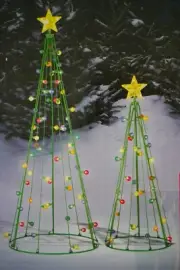 Winter Wonder 2 Piece Twinkle Cone Tree Set 5 ft Outdoor Christmas Decor NEW