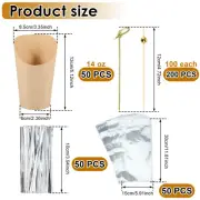 50 Pcs Charcuterie Cups with 200 Bamboo Sticks 50 Bags and 50 Ties 14oz teCzX