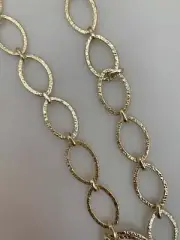 3 Feet of Chain Gold Finish & Silver Plated Patterned Marquise Shape Solid Coppe