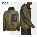 ADIDAS 外套 WND 男款 橄欖綠 寬鬆 防撕布 內刷毛 風衣外套 愛迪達 三線條【ACS】GT3744