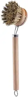XhWser Pot Brush with Long Handle Detachable Brush Replaceable Natural Soft bristled Pot Brush Coconut Brown Cleaning Brush Four Replacement Sets Durable Affordable and Convenient, Black