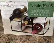 Castle Rock Creative Ware 5 Bottle Wine Rack Storage Light Weigh Natural Wood