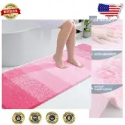 Non-Slip Plush Pink Bath Rug 70x24 - High Pile, Water-Resistant Comfort