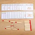Montessori Matches Puzzles Game Wooden Toys DIY Math Geometry Board Game Logic T