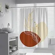 Scandinavian Shower Curtain for Bathroom Leaves Still Life Oval Color Blocks Pattern Bath Curtains Home Bathtub Decor Washable Fabric 200 x 200 cm
