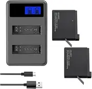 Compatible for GoPro Hero 4 Hero4 Battery + Charger Compatible for GoPro AHDBT-401 HERO4 Black Silver Action Camera Accessories(2BatteryWithCharger)