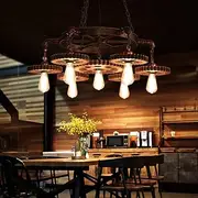 Retro Industrial Gear Hanging Lamp E27 * 7 Height Adjustable Bar Restaurant Living Room Lighting Chandelier Decorative Ceiling Lamp Energy Saving Lamp Comfortable Anniversary