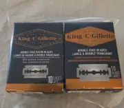 2X! King C. Gillette Double Edge Razor Blades Platinum Coated Finish 10 Blades