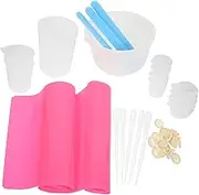 KALLORY 1 Set Silicone Resin Tool Kit for DIY Crafts Epoxy Mixing Cups Stir Sticks Finger Cots for Resin Art and Glitter Cup Making