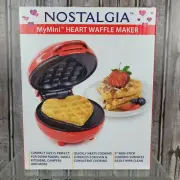Nostalgia Red 5" Mini Non Stick Heart Shaped Waffle Chaffle Maker Factory Sealed