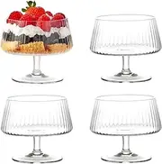 Anton Studio Designs Empire 4 inch Handmade Individual Trifle Bowl Perfect for Desserts, Salads, and Parfaits - Clear - Set of 4 Elegent Serving Dishes