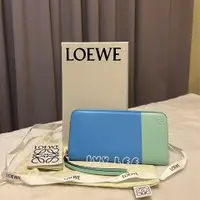 在飛比找PopChill優惠-[二手] LOEWE 烙印LOGO 近新 拼色 淺藍綠 牛皮