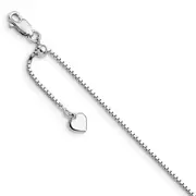 11 Inch Sterling Silver Rh-Plated Adjustable Box Chain Anklet