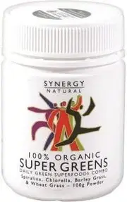 SYNERGY NATURAL Organic Super Greens (Spirulina, Chlorella, Barley Grass & Wheat Grass) Powder 100g