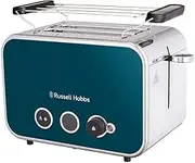 Russell Hobbs Distinctions 26431-56 Toaster for 2 Slices Stainless Steel Ocean Blue (Extra Wide Toast Slots, Including Bun Attachment, 6 Browning Levels + Defrost & Reheat Function, Lift & Look