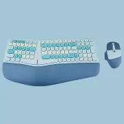 ANYMOB Bluetooth Keyboard And Mouse Combo Set Blue Ergonomic Wireless Portable Device Soft Keys