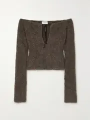 [16ARLINGTON] 16ARLINGTON - Solare Tie-front Alpaca-blend Top - Brown - large large Brown
