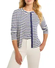 Nzt By Nic+Zoe Snap Front Striped Cardigan