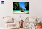 Sailboat on Krabi Beach View & Cliffs Beach Stretched Canvas 90x60cm Print
