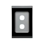 Clipsal Saturn Series Two Grid Plate And Cover Espresso Black - 4032VH-EB