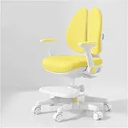 Kids Desk Chair, Height Adjustable Children Swivel Computer Chair with Y-Shaped Lumbar Support Auto Sit-Locking Wheels, for Growing Child's Body (Color : Yellow)