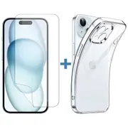 For Apple iPhone 15 PLUS Phone Case Cover and Soft Film Screen Protector Clear