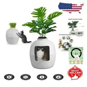 Cozy Indoor Cat Cave with Carbon Filter & Planter - Easy Assemble Gray Bed
