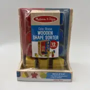 MELISSA AND DOUG COLOR BLOCKS WOODEN SHAPE SORTER 12 SHAPES *NEW