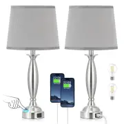 Bedrooms Touch Control Bedside Lamp with USB C+A, 3 Way Dimmable Nightstand L...