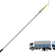 Cargo Retriever Hook, Truck Cargo Retriever, 4.92 Feet Heavy Duty Pickup Gripper, Telescopic Rod, Load Return Hook, Grab Tool, Stainless Steel, Pull Rod with Holding Hook, Telescopic Cargo Gripper