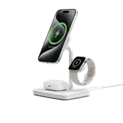 Cygnett ChargeBase Qi2 3 in 1 Magnetic 15W Wireless Charging Stand (White)
