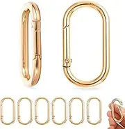 6Pcs Spring O Ring Clip for Purse, Gold Carabiner Clip Golds Key Rings for Keychain Bag Strap Clip Alloy Round Buckle Key Hook Purse Strap Extender Clip for Bags,Purses(6PCS-Gold Carabiners)