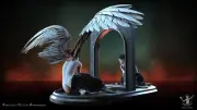 Angelic Mary Reflection Ritual Casting Diorama 3D Print Unpainted Unassembled