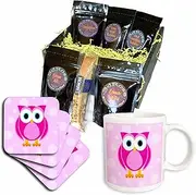3dRose cgb_6313_1 Cute Owl on Light Pink Background-Coffee Gift Basket, Multicolor