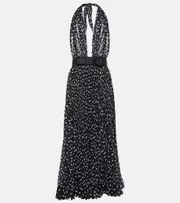 [Dolce & Gabbana] Dolce & Gabbana Polka-dot chiffon midi dress AU 16 black