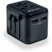 Verbatim 49543 UTA-01 Universal Travel Adapter 12W PD USB-A w EU UK AU USA Plugs