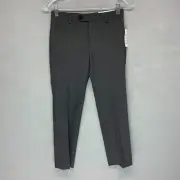 DKNY Womens Flat Front Low Rise Cropped Tapered Pants Career Office 2 Gray