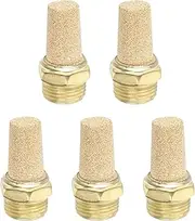 uxcell 3/8" PT Brass Pneumatic Muffler, 5 Pcs Protruding Sintered Exhaust Air Compressor Muffler Filters Solenoid Valve Fitting for Valves Cylinders Oil Tanks Air Tools, Golden