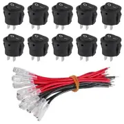 10 pack round rocker switch 12v on off 12 volt dc circle toggle switch 2 pin