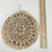 6.5” Ceramic Mandala Vintage 70-90s Studio Art Hanging Brown Seeds Chicago