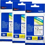Brother TZE-231 Laminated Labelling Tape 12mm Black On White Cassette 3 Pack